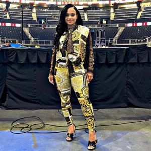 Versace Medusa Barcocco blouse and leggings